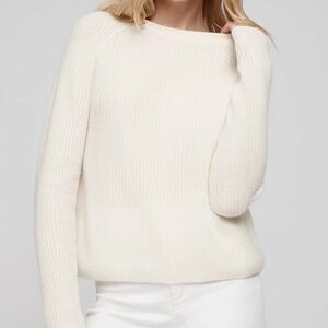 NWT NAKED CASHMERE Pearl Fisherman Crewneck 100% Cashmere Sweater In Ecru XS